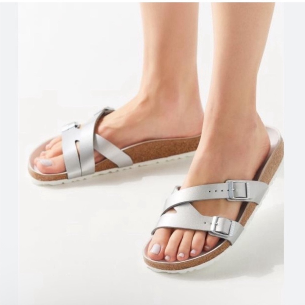 Birkenstock Yao Lux Birko-Flor in Silver 39 L8 M6 nice condition open offers